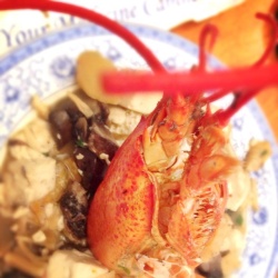 龍蝦三吃新創意之一:蝦籽海鮮豆腐