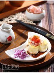 虾酱蒸蛋配酒香蟹肉和狭鳕鱼籽