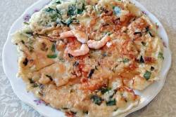 韭菜鸡蛋虾仁饼