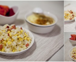 把蔬菜藏起来的儿童炒饭
