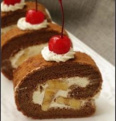 可可奶油香蕉蛋糕卷