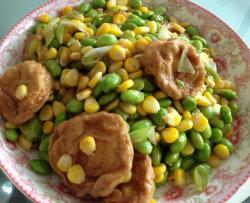 毛豆玉米炒油面筋