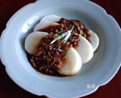 蚝油肉末蒸盘菜