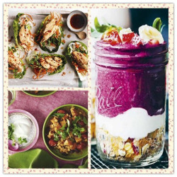 1500大卡一日配餐:香蕉莓果麦片+洋葱萝卜地瓜豆子乱炖+泰辣青柠鸡肉生菜包