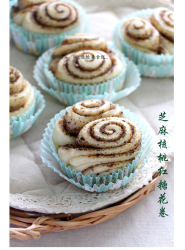 芝麻核桃红糖花卷