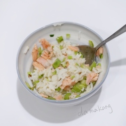 三文鱼芦笋丁拌饭,颜值与美味的化身,健康又营养的懒人菜