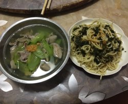 香葱拌面+猪杂汤