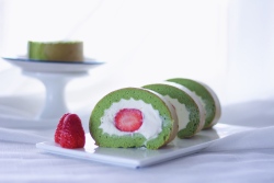 零油抹茶草莓卷