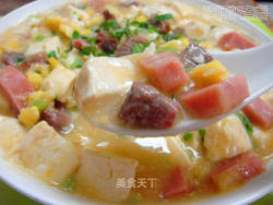 咸蛋黄叉烧豆腐羹