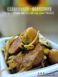 酱烧素鸡豆芽鹌鹑蛋