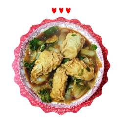 家常菜蛋饺烧青菜