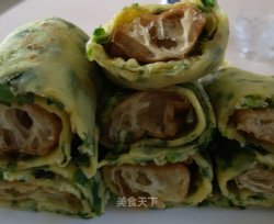 韭菜鸡蛋饼卷油条
