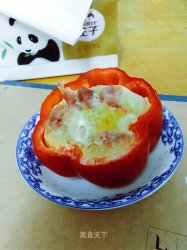 腊肠鸡蛋红椒盅