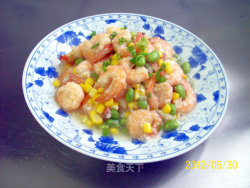 【美食之春交响曲】——绿意献鲜《豌豆玉米炒虾球》