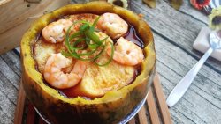 南瓜干贝蒸滑蛋