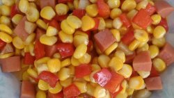 【家常小炒】火腿肠红椒炒玉米粒