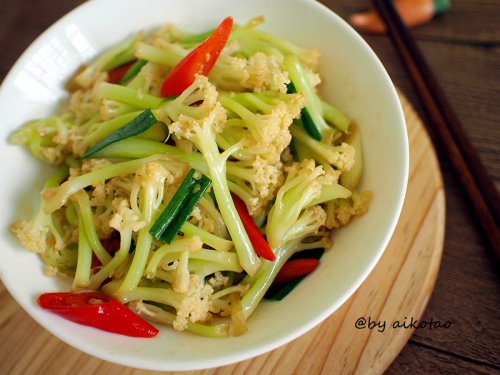 [10圖]下飯菜|乾煸有機花菜|素菜也可以很下飯喲的家常做法,配方,步驟