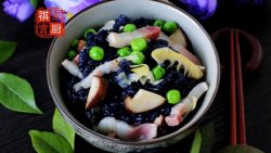 立夏饭，春笋咸肉豌豆乌米饭【祺宝家厨】