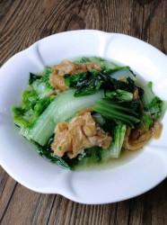 小白菜炒油面筋